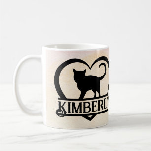 Katten Silhouet Hart Gespleten Monogram Zonsonderg Koffiemok