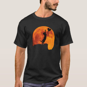 Katten Silhouet in Volle Maan met een Hart. Mooi T-shirt