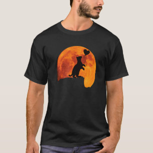 Katten Silhouet in Volle Maan met een Hart. Mooie T-shirt