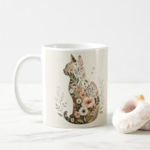 Katten Silhouet Mok Bloem Boho Wilde Bloemen