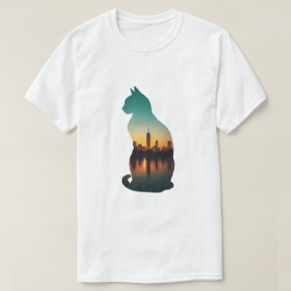 Katten Silhouet Stedelijke Zonsondergang T-shirt