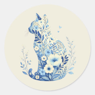 Katten Silhouet Wilde Bloemen Stickers