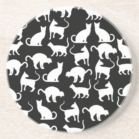 katten silhouet zandsteen onderzetter (Voorkant)