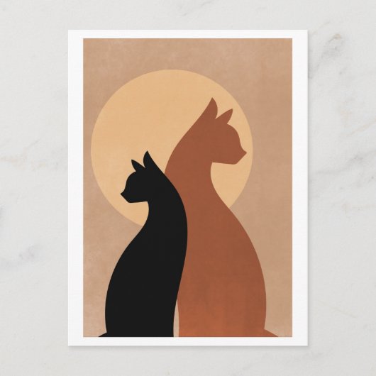 Katten silhouetten briefkaart (Voorkant)