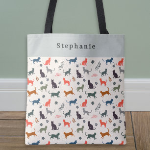 Katten Silhouetten Dierenpatroon Modern Gepersonal Tote Bag
