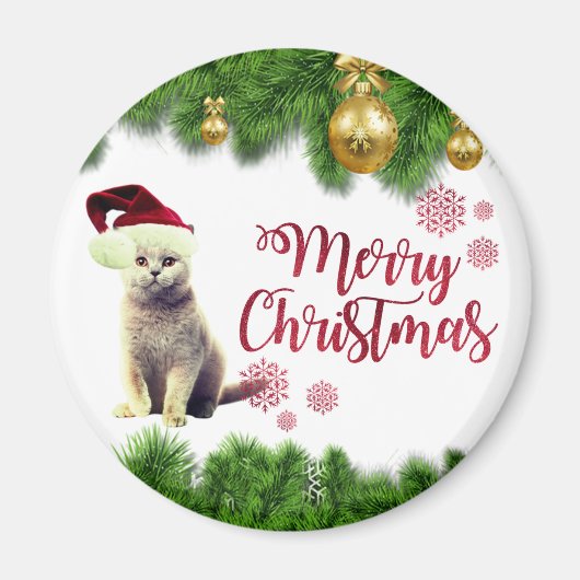 Katten,Sinterklaas Muts,Kerstballen Magneet (Voorkant)