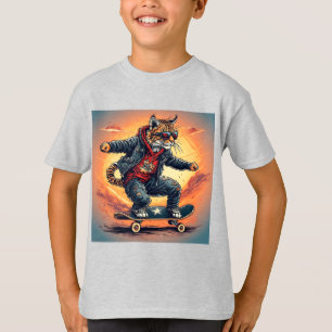 Katten-skateboarden straatstijl grafisch ontwerp t-shirt