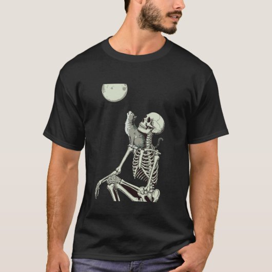 Katten Skelet Halloween T-shirt (Voorkant)