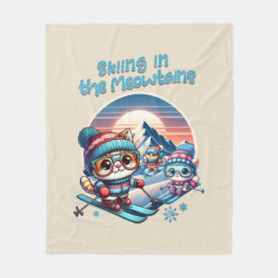 Katten skiën in de Meowtains Fleece Deken