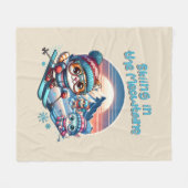 Katten skiën in de Meowtains Fleece Deken (Voorkant (Horizontaal))