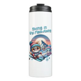 Katten skiën in de Meowtains Thermosbeker