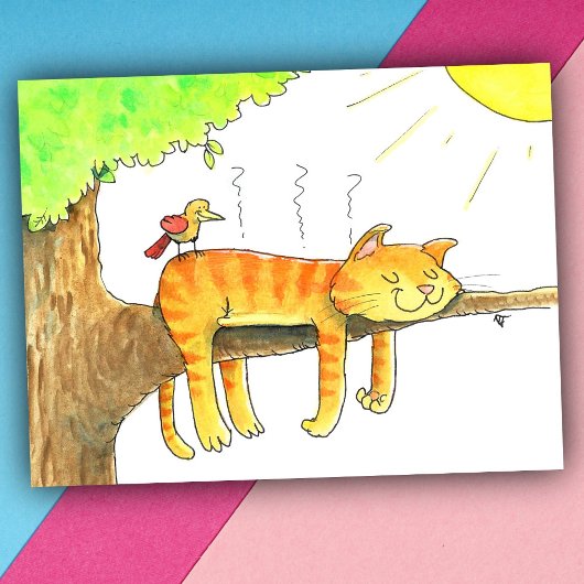 Katten slapen in de zon briefkaart