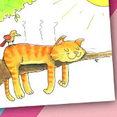 Katten slapen in de zon briefkaart