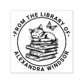 Katten slapen op boeken, vlinder bibliotheek boekn  zelfinktende stempel (Design)