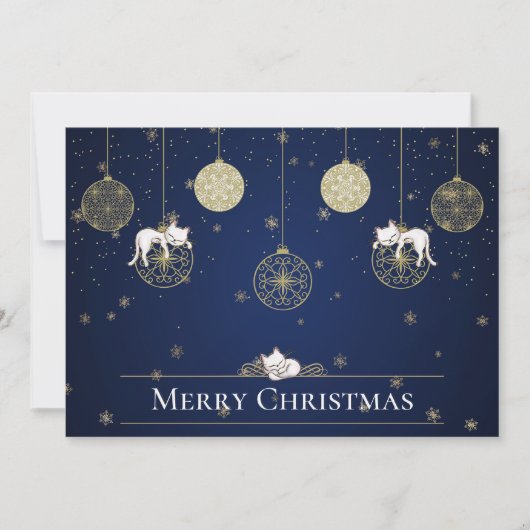 Katten Slapen op gouden kerstversieringen Vakantie Kaart (Voorkant)