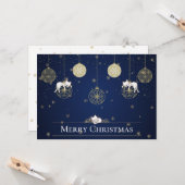 Katten Slapen op gouden kerstversieringen Vakantie Kaart (Voorkant / Achterkant in situ)