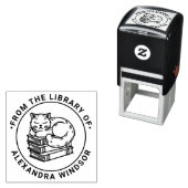 Katten slapen op stapel boeken - Naam bibliotheekb Zelfinktende Stempel (In situ)