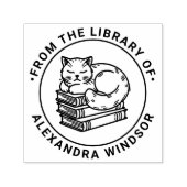 Katten slapen op stapel boeken - Naam bibliotheekb Zelfinktende Stempel (Design)