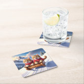 Katten Sled Ride Kartonnen Onderzetters (Insitu)