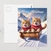 Katten Sled Ride Kerstmis Briefkaart (Voorkant / Achterkant)
