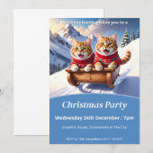 Katten Sled Ride Kerstmis Kaart (Voorkant / Achterkant)