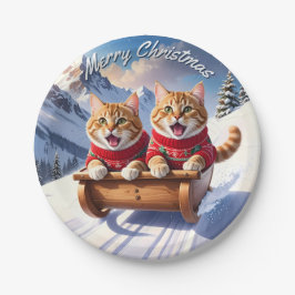 Katten Sled Ride Kerstmis Papieren Bordje