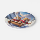 Katten Sled Ride Papieren Bordje (Gekanteld)