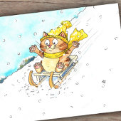 Katten sleeën  briefkaart