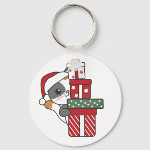 Katten Sleutelhanger met kerstcadeautjes winterdie