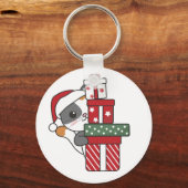 Katten Sleutelhanger met kerstcadeautjes winterdie (Voorkant)