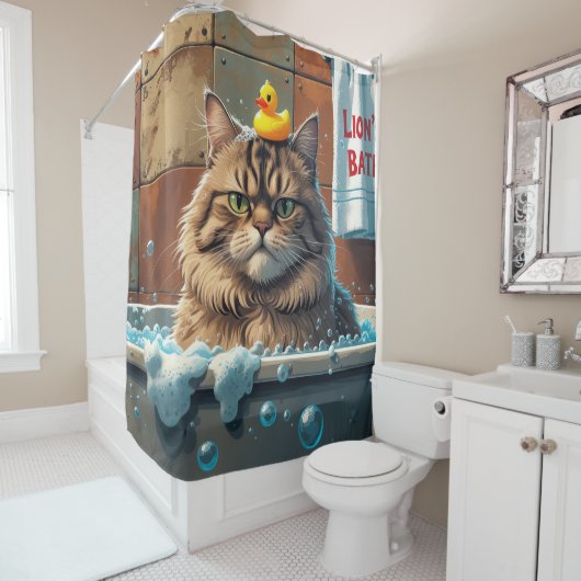 Katten slordig slaperig schattig grappig douchegordijn (In situ)