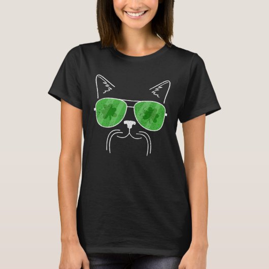 Katten Snor & Zonnebril Versleten St Patrick s T-shirt (Voorkant)