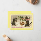  katten Snowball vechten kerstmis Notitiekaartje (Voorkant / Achterkant in situ)