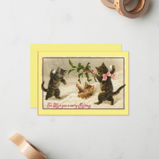 katten Snowball vechten kerstmis Notitiekaartje (Voorkant / Achterkant in situ)