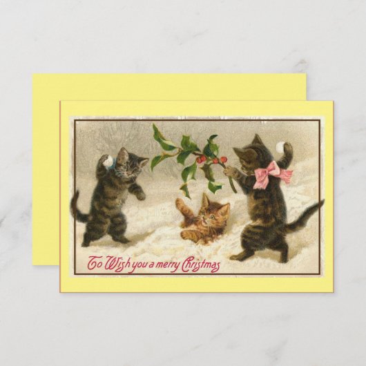  katten Snowball vechten kerstmis Notitiekaartje (Voorkant / Achterkant)