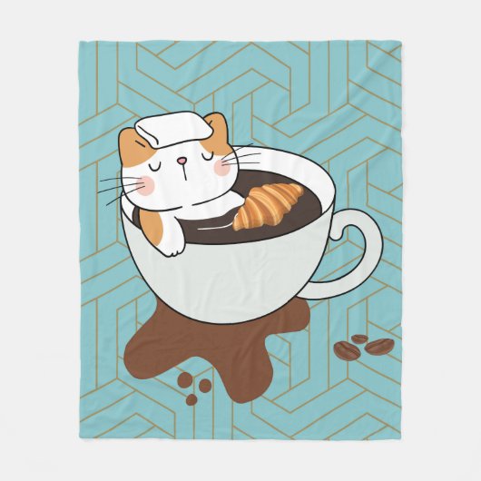 Katten Spa met Koffie Fleece Deken (Voorkant)