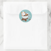 Katten Spa met Koffie Ronde Sticker (Tas)
