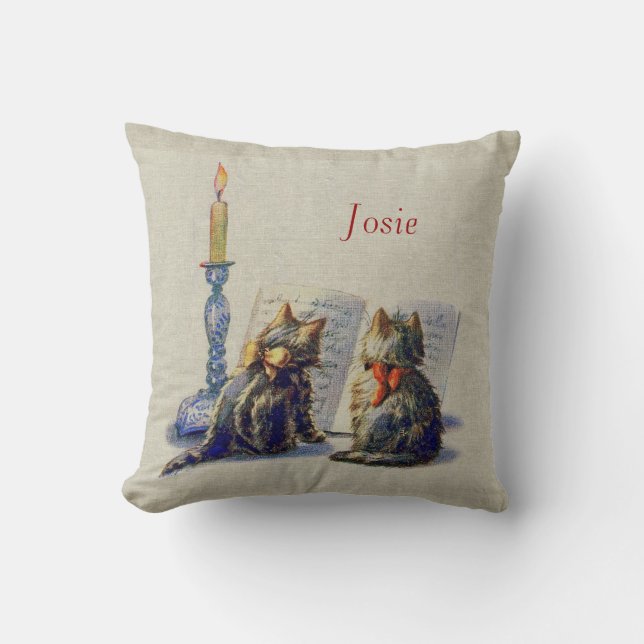  katten - Speciaal kerstblad Kussen (Voorkant)