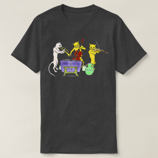Katten speelinstrumenten t-shirt (Design voorkant)