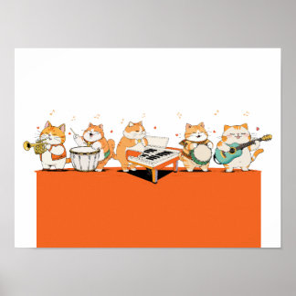Katten spelen de muziek poster