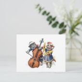 Katten spelen het Cello en de Cymbals in de sneeuw Briefkaart (Staand voorkant)