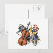 Katten spelen het Cello en de Cymbals in de sneeuw Briefkaart (Voorkant / Achterkant)