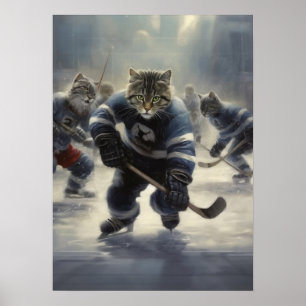 Katten spelen hockey poster