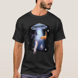 Katten spelen in de ruimte UFO T-shirt
