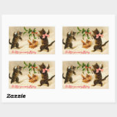 Katten spelen in de sneeuw Vintage Kerst Sticker (Vel)