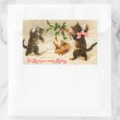 Katten spelen in de sneeuw Vintage Kerst Sticker (Tas)