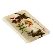 Katten spelen in de sneeuw Vintage Kerstmagneet Magneet (Rechterzijde)