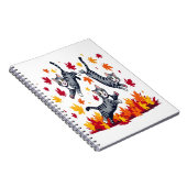 Katten spelen in herfstbladeren notitieboek (Rechterzijde)