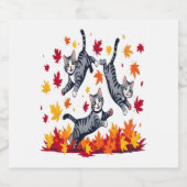 Katten spelen in herfstbladeren sparkling wijnetiket (Enkel label)