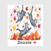 Katten spelen in herfstbladeren sticker (Vel)